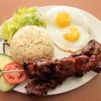 BBQsilog · BBQ marinated pork or chicken on a stick, or Beef short Ribs