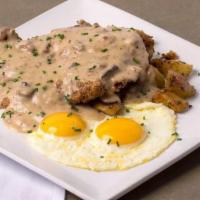 Chicken Fried Steak · (GF) 5oz flank steak, breaded and fried served with breakfast potatoes, two eggs, and gluten...