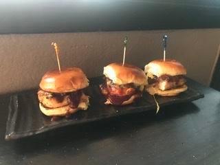 BBQ Chicken Slider Trio · BBQ, Aged cheddar, and caramelized onions.