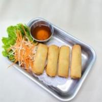 3.Egg Rolls · 4 pieces. Deep-fried roll stuffed with glass noodles and mixed vegetable served with sweet-s...