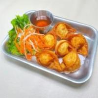 6.Crab Puff · 6 pieces. Deep-fried golden wonton skin stuffed with imitation crabmeat and cream cheese. Se...
