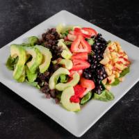 The Alkaline Salad · The Alkaline salad, baby spinach, avocado, blueberries, strawberries, apples, cucumbers and ...