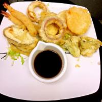 Shrimp and Vegetable Tempura · 2 pieces Shrimp tempura, broccoli, onion, sweet potato, eggplant
