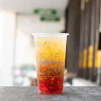 45.  Dragonfly Juice · passion fruit, strawberry, basil seeds, cane sugar