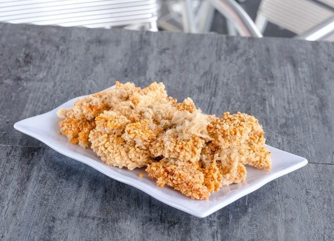 Crispy Rice Cake/Cơm Cháy · rice, chili fish sauce, shredded dry pork