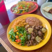 Picadillo Plate · Ground beef mixed with poquito papas.