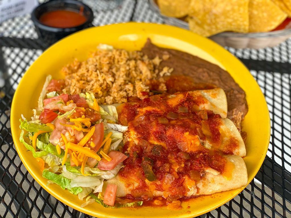 Tacos Suaves Rancheros Plate · 3 tacos filled with your choice of picadillo or pollo guisado; topped with ranchera sauce.