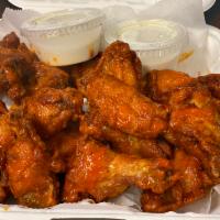 Buffalo Chicken Wings · Served with side blue cheese dressing.