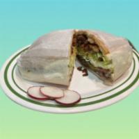 Torta de Pollo a la Parrilla · Grilled chicken mexican sandwich filled with refried beans, lettuce, tomato, onion, avocado,...