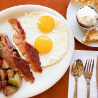 The Sunrise Breakfast Special · Classic breakfast! 2 eggs any style, your choice of 2 strips of bacon, ham, sausage patties,...