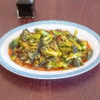 Broccoli in Garlic Sauce · Spicy. Broccoli stir-fried in a sweet and spicy garlic sauce.

