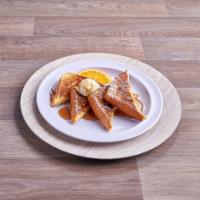 French Toast Breakfast · 3 full slices of Texas toast dipped in special French toast mix. Served with maple, strawber...