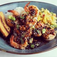 Black Pepper Grilled Shrimp · grilled shrimp tossed in our sweet & spicy Singapore black pepper sauce; served atop jasmine...