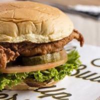 Deluxe Chicken Sandwich w/ Lettuce, Tomato & Kosher Pickles · Chicken filet seasoned, lightly breaded and fried to perfection, topped with our PLT (pickle...
