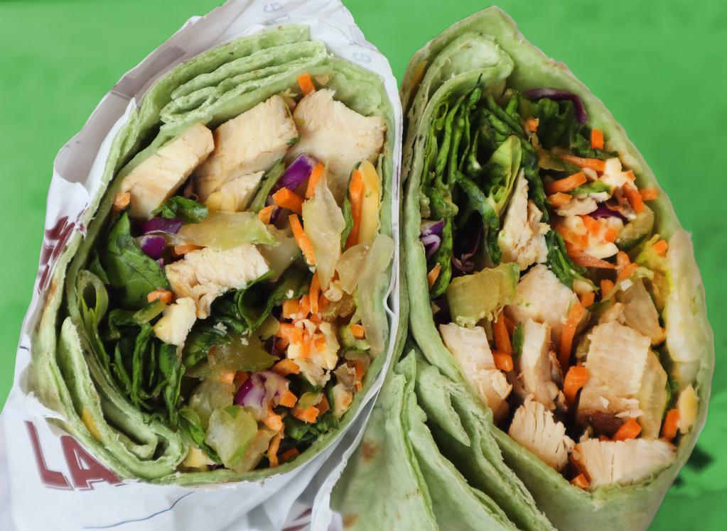 Grilled Chicken Wrap · Filled with veggies and chicken with choice of dressing on the side.