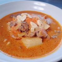 Massaman Curry · Massaman Curry begins at Mild spicy.
With onion, carrot, potato and peanut.