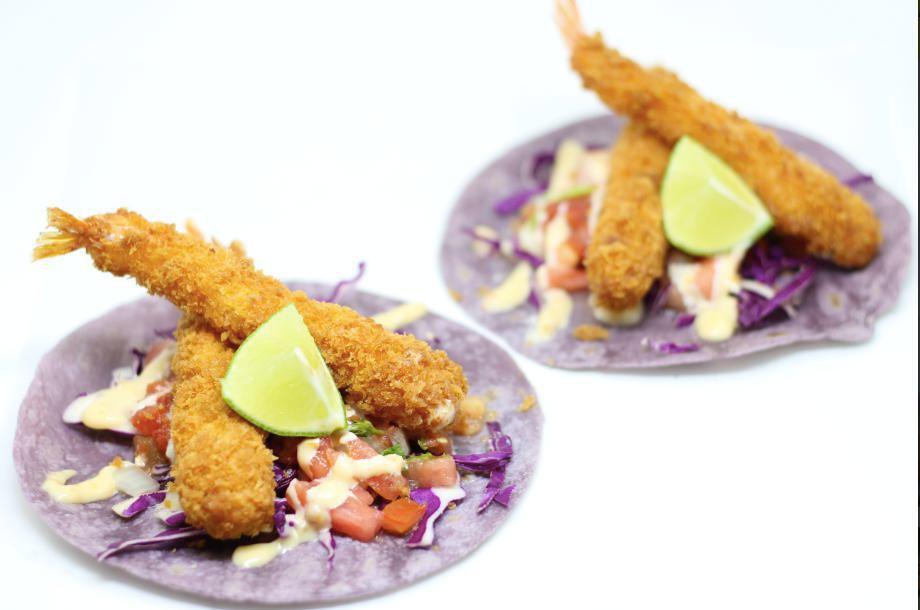 Panko Crusted Shrimp Tempura Taco Plate · 