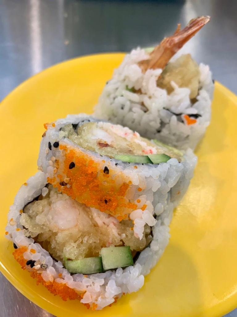 Shrimp Tempura Roll · Tempura shrimp, crab salad, avocado, cucumber and masago.