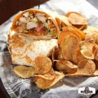 The 8-Mile Wrap · Grilled chicken with bacon bits, shredded lettuce, tomato, onion straw, melted cheddar chees...