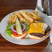 Swiss Burger · Served with lettuce, onion, tomato, mayo and your choice of Swiss or American cheese.
