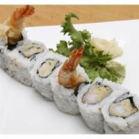 Shrimp Tempura Roll · 2 deep-fried shrimp roll topped with eel sauce and sesame seeds.