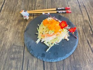 Kani Salad · Crabmeat mixed with cucumber, fish eggs, and spicy mayo.