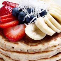 PH Loaded Pancakes · Non-GMO whole-grain whey protein pancakes with your choice of fruit: bananas, coconut, blueb...
