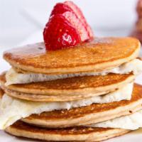 PH Protein Pancake Combo · Non-GMO whole grain whey protein pancakes sandwiched with 6 egg whites and topped with 1 str...