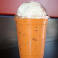 Thai Iced Tea · Strongly-brewed black tea, sweetened with sugar and condensed milk, and served over ice.