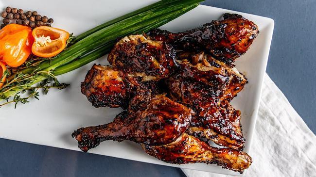 Jerk Chicken. · A Jamaican delight, spicy delicious chicken grilled with a unique combination of spices from the island.