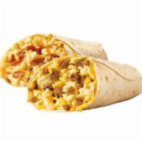 Breakfast Burrito · Scrambled eggs, melted Cheddar cheese, and your choice of savory sausage or crispy bacon, al...