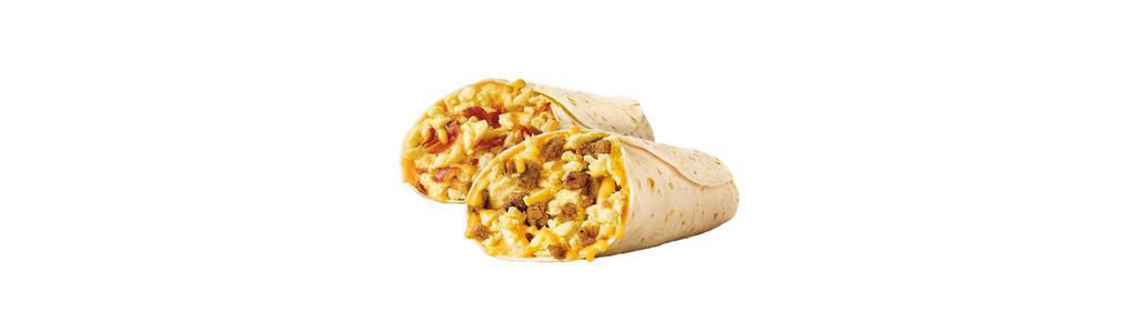 Breakfast Burrito · Choice of Bacon or Sausage | Fluffy Eggs | Melted Cheese