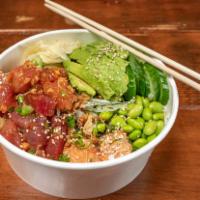 Large (4 Proteins) - Create Your Own Bowl · craving poke? let your taste buds do the picking for you. pick from fresh marinated Hawaiian...