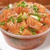 1/2 lb. of shoyu salmon · fresh salmon marinated with soy sauce, sesame oil, sea salt, green/white onions, and garlic ...