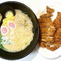 8. Chicken Katsu Ramen · Pork broth, chicken katsu deep fried and egg.