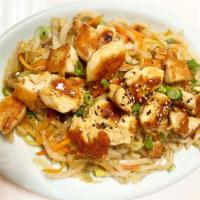 Stir Fried Chicken Udon Noodles · Savory borth with thick wheat noodles. 