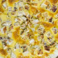 Buffalo Chicken Pizza · Fresh-grilled chicken breast smothered with a blend of bleu cheese and our signature hot win...