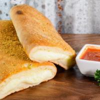Stromboli · Sauce in or on the side. Mozzarella cheese and 1 topping of your choice.