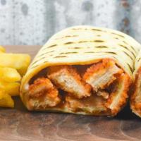 Buffalo Chicken Wrap · Breaded and deep-fried jumbo shrimp tossed in old bay aioli, spring mix, tomato on a toasted...