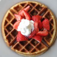 Buttermilk Waffle · Pile on fresh strawberries and whipped cream for an additional charge. Substitute for sweet ...
