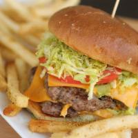 All American Burger · Choice of cheese, shredded lettuce, tomato, pickles, our special burger sauce. Add-ons for a...