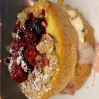 The Sassy Blintz Breakfast · Stuffed French toast with mascarpone cheese and a mix of blackberries, strawberries, red ras...