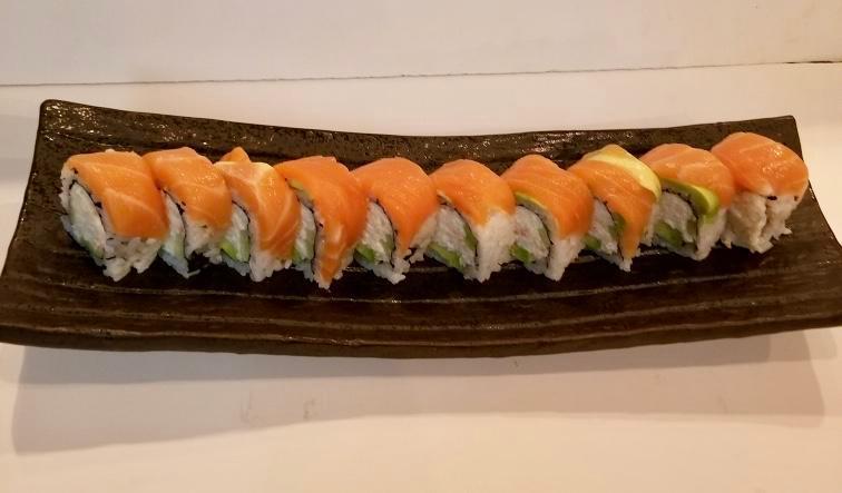 Alaskan Roll · California roll topped with fresh salmon and avocado.