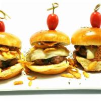 Sweet Caroline Sliders · Angus Beef Sliders with BBQ & Caramelized Sweet Onions, Provolone Cheese. Served with Fries ...