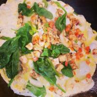Open Faced Hearty Bowl · A whole wheat tortilla open faced and filled with 4 fresh egg whites, bell pepper, onions, z...