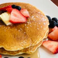 Pancakes with Fresh Fruits Plate · 