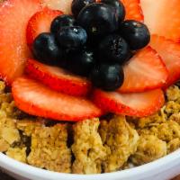 Parfait · Yogurt, granola, strawberries and blueberries.