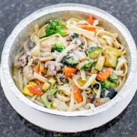 Pasta Primavera · Fettuccine pasta with an assortment of fresh vegetables with garlic and oil, Alfredo or mari...