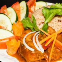 Curry Chicken · Served with your choice of white rice, rice & peas, vegetables or ground provisions. (Oxtail...