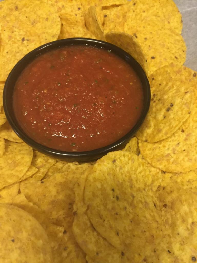 Chips and Salsa · Made from scratch with fresh veggies and served with a side of tortilla chips.